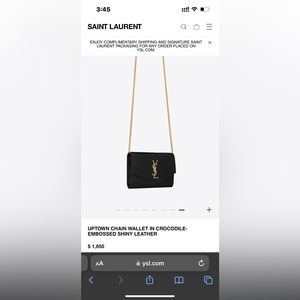 UPTOWN CHAIN WALLET IN CROCODILE-EMBOSSED SHINY LEATHER